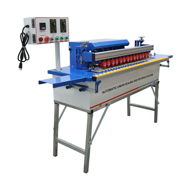 Automatic Woodworking Linear Edge Banding Machine Trimming Edge Bander Double Sided Gluing with Dust Extraction 110V