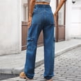 thumbnail image 2 of Pantalones Cargo for mujer, pantalones elásticos de cintura alta, pantalones de viaje de pierna ancha, pantalones casuales holgados, ropa de calle de senderismo con múltiples bolsillos, 2 of 7