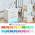 thumbnail image 5 of Ansley&HosHo LED Modern High Gloss End Table With Charging Station Side Table Nightstand Storage 2 Drawer Contemporary Furniture Home Living Room White&nbsp;, 5 of 10