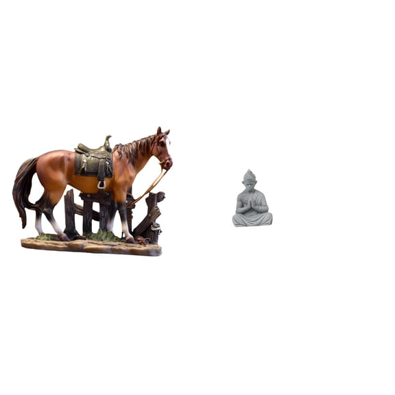 Dualoai Horse Monkey Resin Sculpture Art Ornament for Home Office Living Room Decor Animal Lovers Buddhist Collectible Figurine Sun Wukong