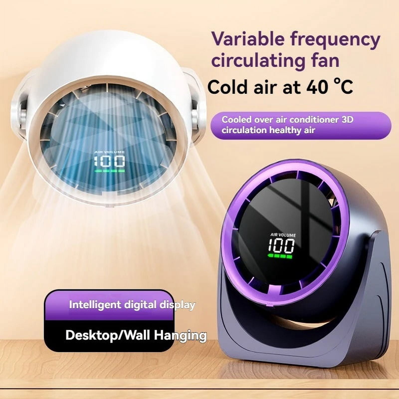 Cordless Table Fans With Remote,Quiet Digital Display Wall-Mounted Desk Fan,Rechargeable USB Fan,105°Tilt,Long Lasting Power,Portable Air Circulator Fan for Home Office Kitchen Travel Camping (White)