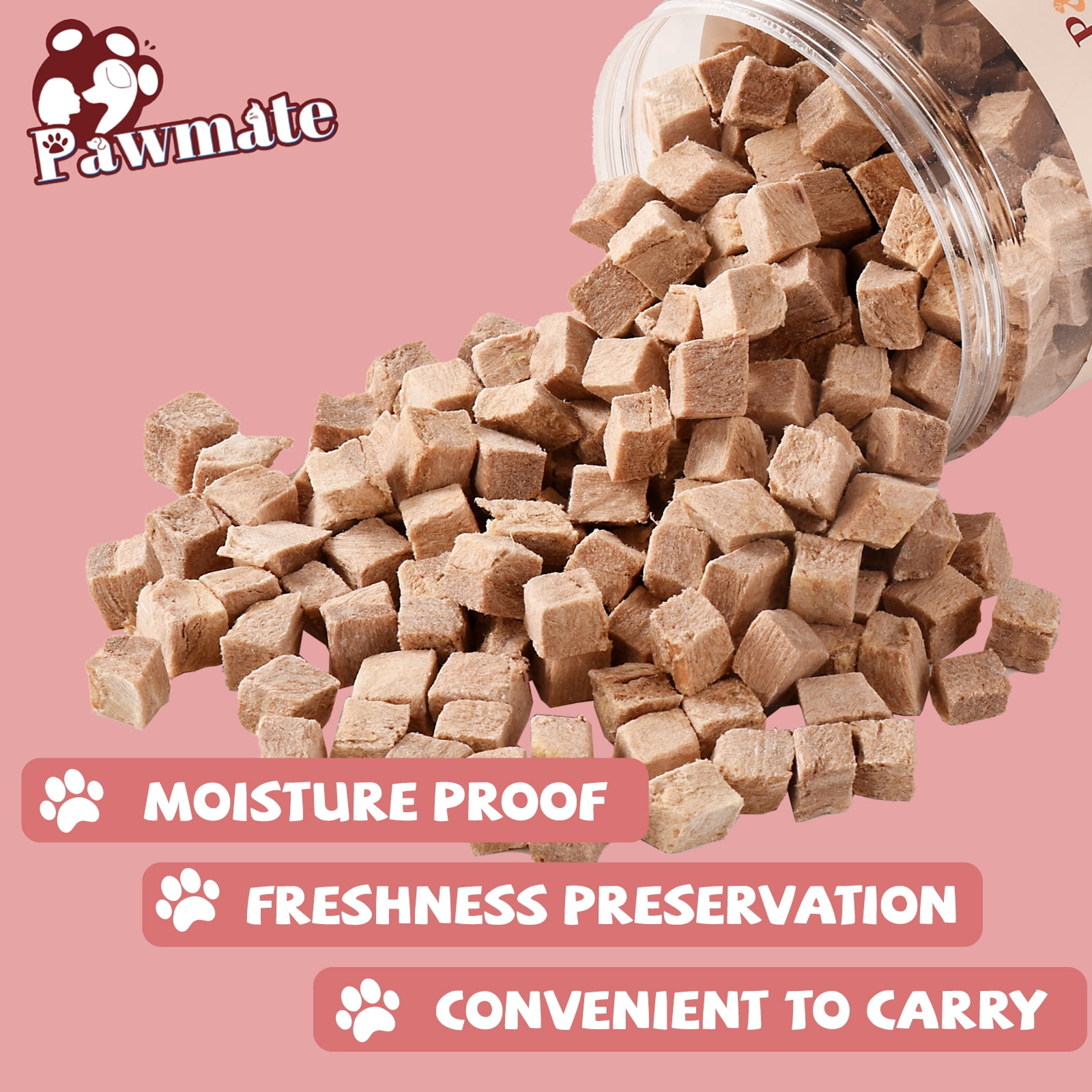 (5 pack) PAWMATE Freeze Dried Duck Treats for Dogs & Cats, Healthy Single Ingredient, High Protein Snacks for Training, 10.23oz