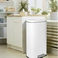 thumbnail image 3 of LAZY BUDDY 8 Gallon Step-on Trash Can with Lid for Kitchen, Living Room, Stainless Steel, 3 of 8