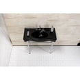 thumbnail image 3 of Kingston Brass VPB28140W81K Bristol 36" Ceramic Console Sink with Stainless Steel Legs (8-Inch, 3-Hole), Black/Polished Chrome, 3 of 7