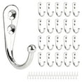 thumbnail image 1 of Hooks for Hanging - Retro Wall Hanger Rustproof Hardware for Coat Towel Clothes 20 Pack Silver, 1 of 7