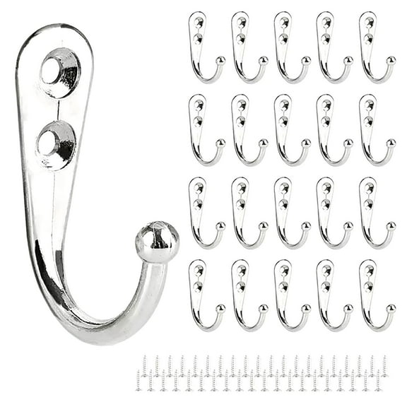 20 Pcs Small Key Hooks for Hanging, Key Holder, Wall Mount Hook with Stainless Steel Screws, Command Hooks Utility Hangers for Key, Hat, Cup, Coat, Picture