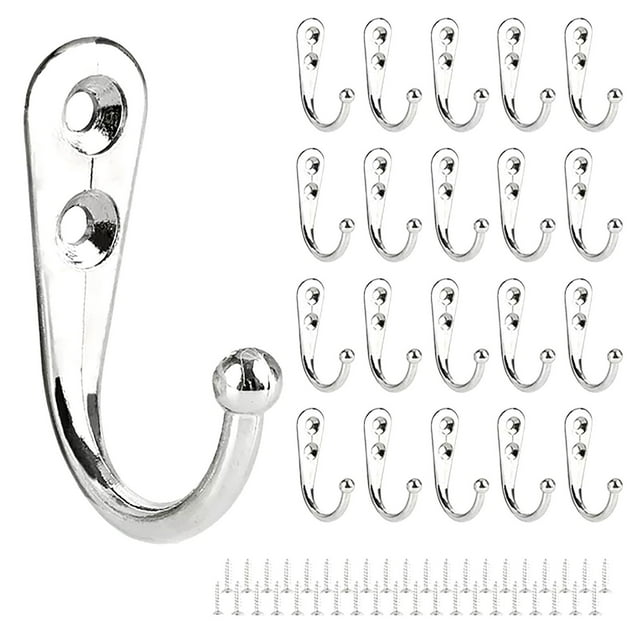 Retro Wall Hanger for Hanging Coat Towel Clothes – Rustproof Hardware 20 Pack Silver Finish Durable & -Purpose for Home Kitchen