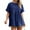 Navy blue, variant on High Waist Women Short Sleeve Solid A-line Loose Blouse Tops