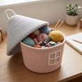 thumbnail image 5 of House Shaped Cotton Rope Storage Basket with Lid,Pink, 5 of 5