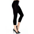 thumbnail image 3 of Cotton Spandex Capri Leggings Below Knee Plain Solid Stretchy Capris Junior Size(S-3X), 3 of 5