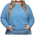 thumbnail image 1 of Jersey de manga larga con cuello redondo y bloques de color para mujer: corte holgado, hombros caídos, tops casuales, 1 of 4