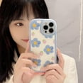 thumbnail image 5 of Case Compatible for iPhone 14 Plus, Cute Flower Soft TPU Protective Bumper Cover Women Girls, Blue Floral Pattern Phone Case for iPhone 14 Plus (6.7 inch), 5 of 13