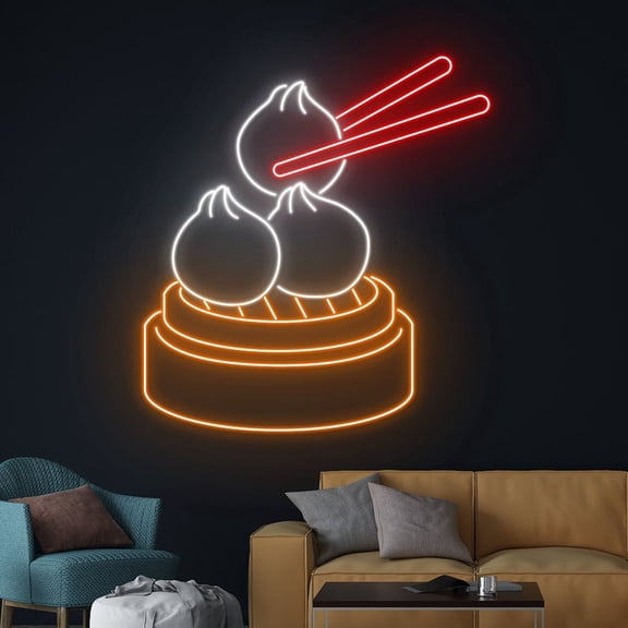 Handmadetneonsign Dimsum Neon Sign, Dimsum Led Sign, Dimsum Led Light, Chinese Food Neon Light