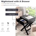thumbnail image 5 of Giantex Nightstand w/Drawer, X-Shaped End Table, Modern Sofa Side Table, Multifunctional Accent Bedside Table for Home, Easy Assembly(1, Black), 5 of 6