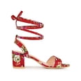 thumbnail image 3 of BLISSFUL STEP Women's Opened Toe Chunky Mid Heeled Lace Up Sandals Red (Size 9), 3 of 6