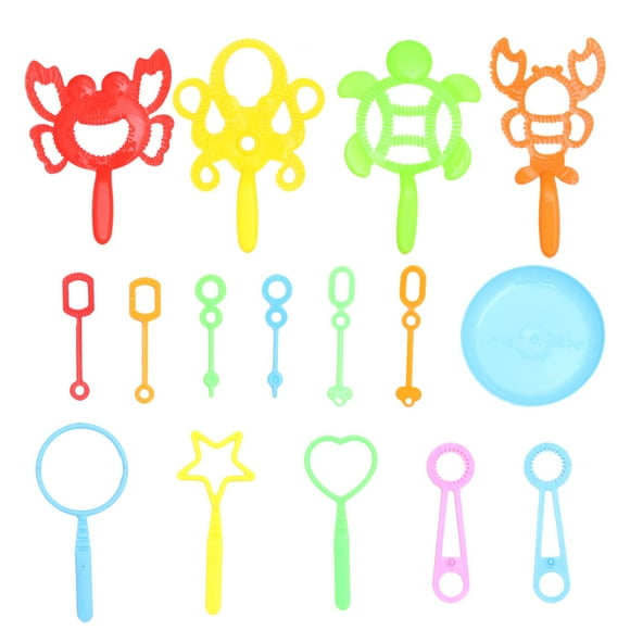 16 Pcs in 1 Set Cartoon Crab Bubble Show Toy Plastic Bubble Blowing Bar Multi-size Bubble Making Toy Lovely Handheld Bubble Sticks Bubbling Tube Toy with Tray for Pool Beach Playing
