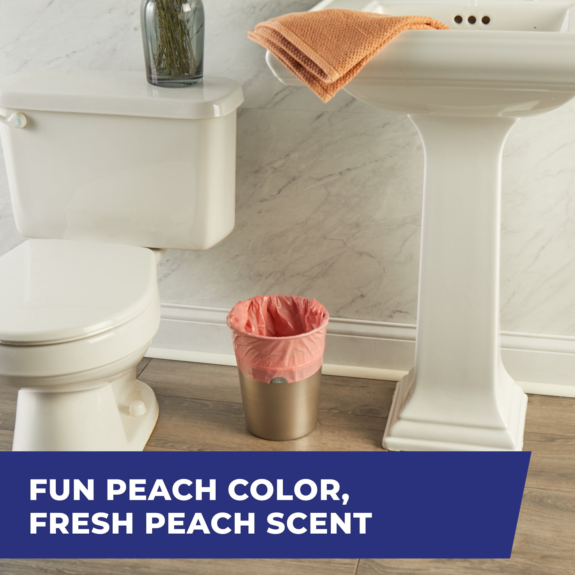(8 pack) Hefty Small Trash Bags, Peach, Fabuloso Peach Scent, 4 Gallon, 20 Count