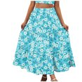 thumbnail image 1 of Vestido casual sexy de verano para mujer Faldas largas de playa con estampado floral Boho Elástico de cintura alta Plisado A-Line Flowy Swing Faldas largas con volantes en niveles Pompotops  qwe13501, 1 of 8