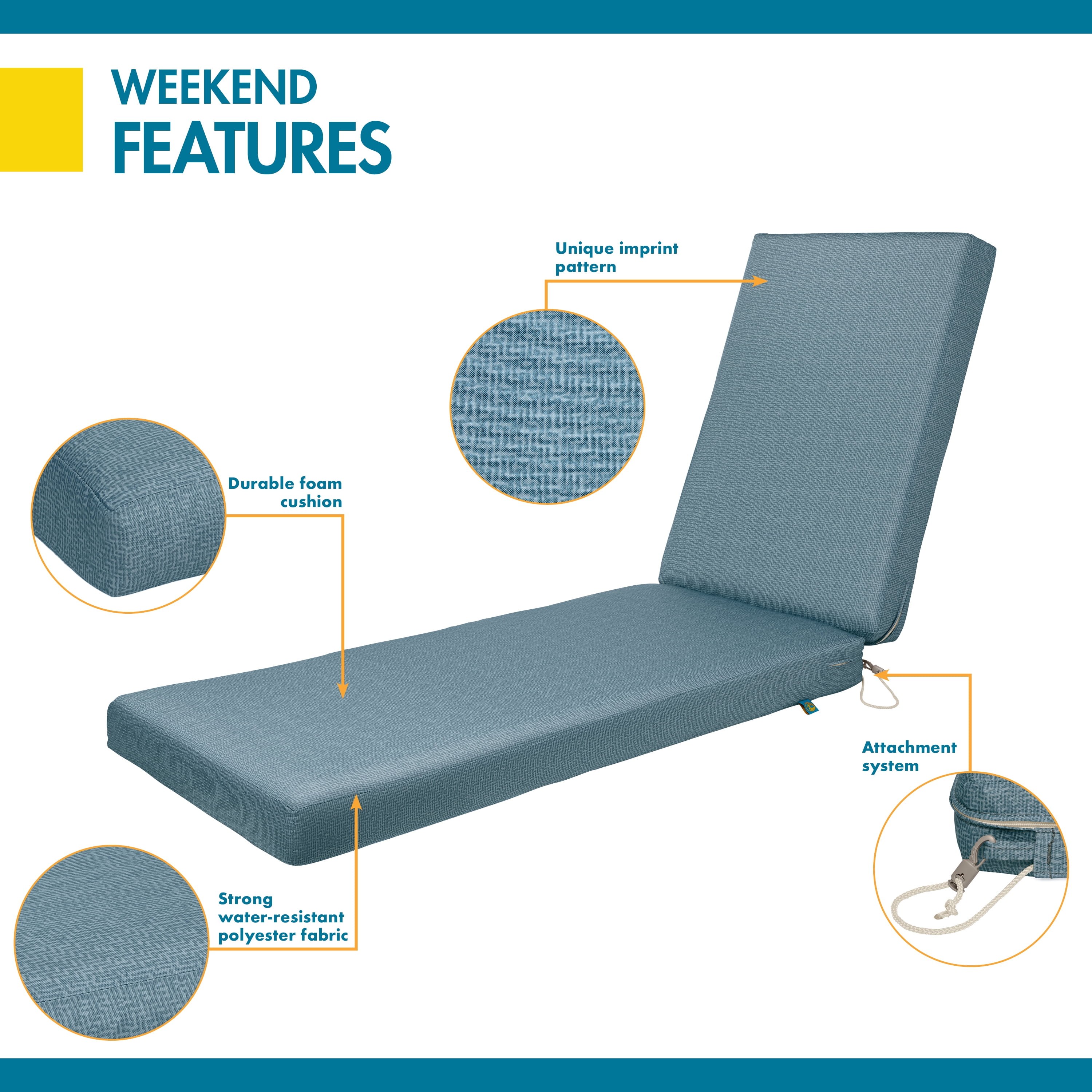 DUCKCOVERS® Weekend All-Weather Outdoor Chaise Cushion