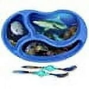 Kids Divided Plate with Utensils - Children's Meal Set with Plate, Fork and Spoon - Ocean