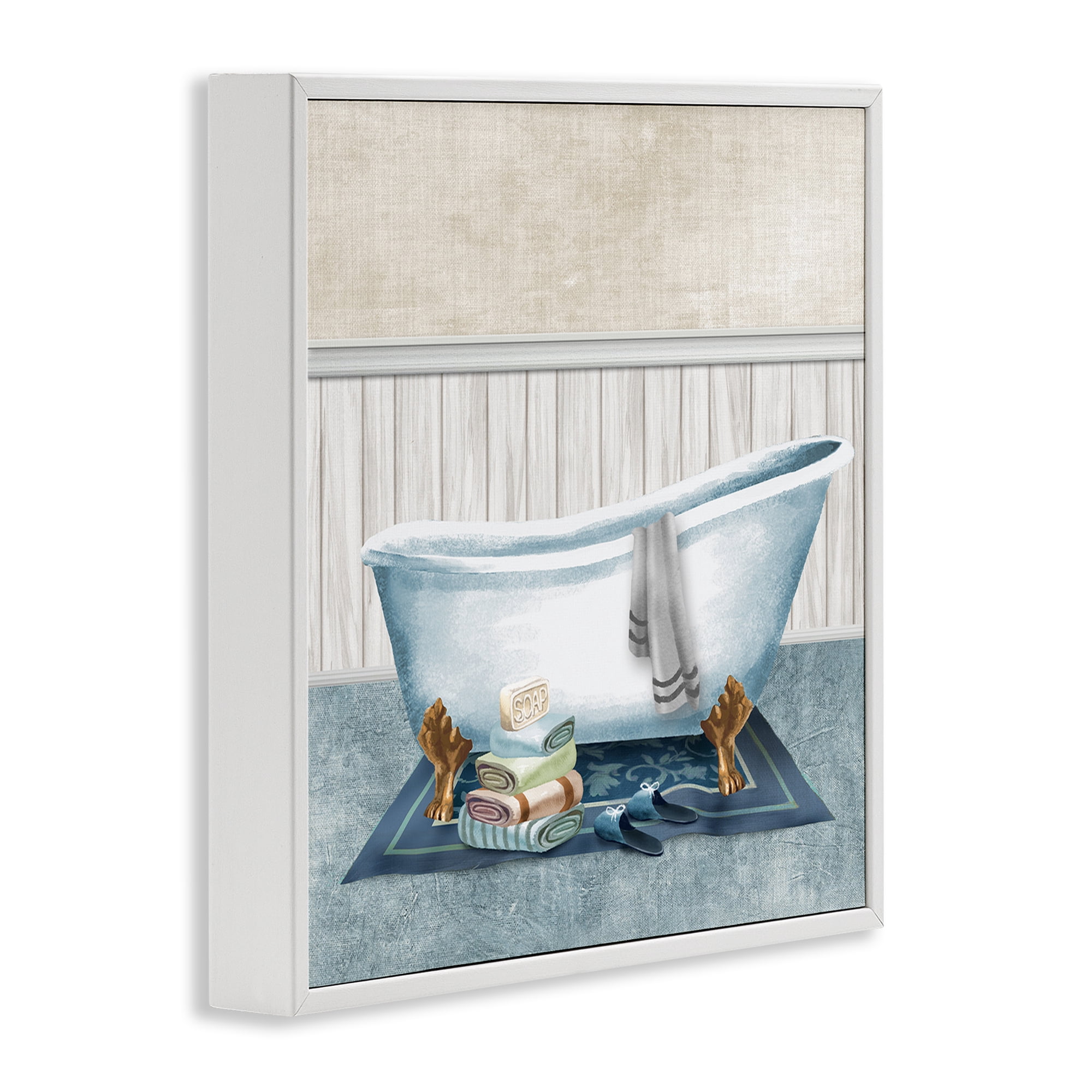 Stupell Industries Cozy Clawfoot Bathtub Spa White Framed Giclee Art, design by Conrad Knutsen