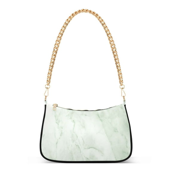 Teal Green Marble Womens Chain Shoulder Bag Tote Handbag Clutch Hobo Purse with Zipper for Travel Casual