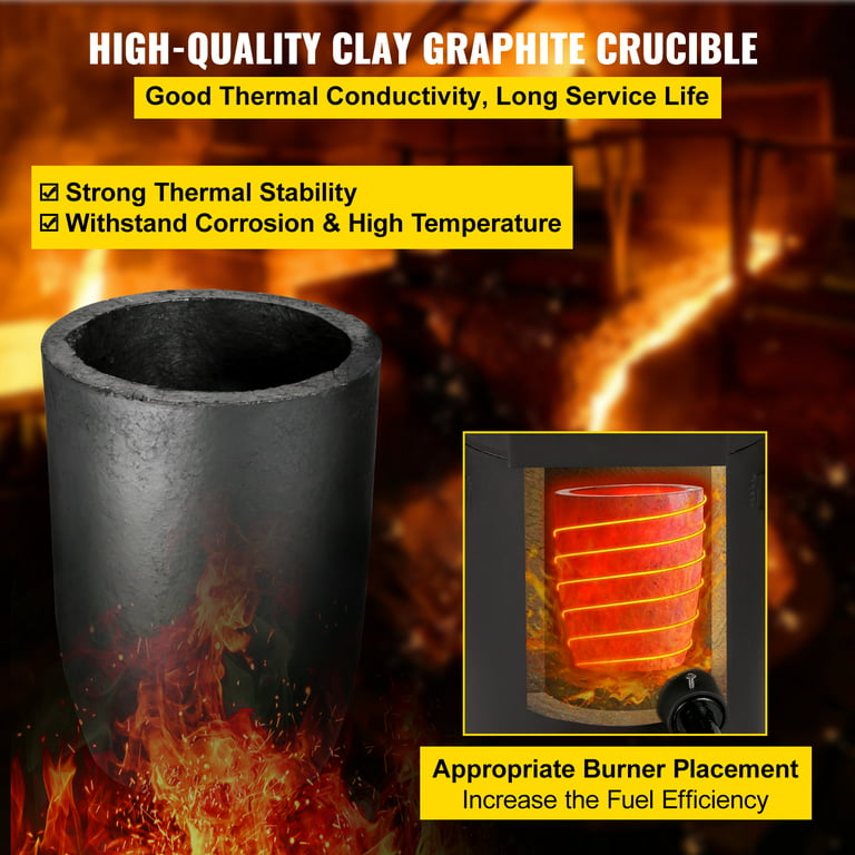 VEVOR Propane Melting Furnace 6kg, 2462F Metal Foundry Furnace Kit - Graphite Crucible and Tongs, Casting Melting Smelting Ref