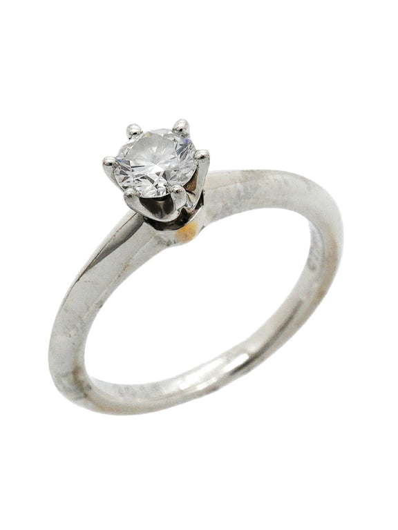Pre-Owned Tiffany & Co. Solitaire Ring, 1PD (One Diamond), Pt950 Platinum, 0.31ct Diamond, Size...
