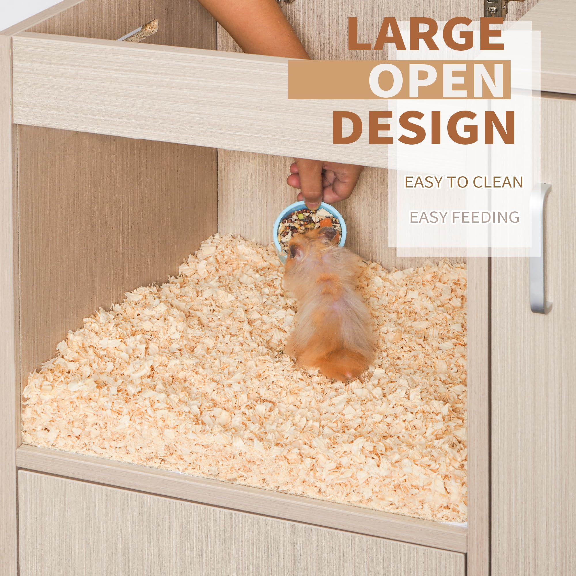4-Tier Wooden Hamster Cage – Spacious Small Animal Cage With Acrylic Windows, Storage Cabinet, And Openable Top For Guinea Pigs, Rabbits, And Chinchillas