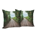 thumbnail image 6 of Ambesonne Tropical Throw Pillow Cover 2 Pack, Wooden Bridge Exotic, 24", Brown Green, 6 of 6