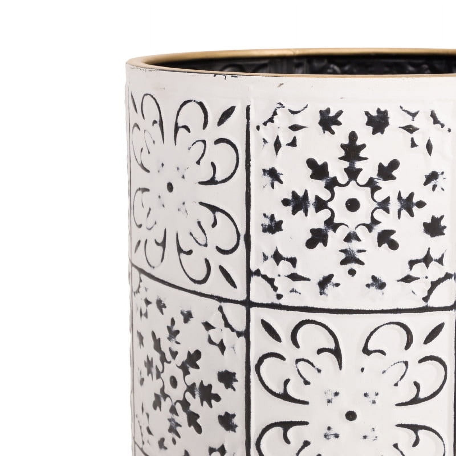 Modern Metal Planter Pot With 4-Leg Gold Metal Base - White & Black - 14.75"H x 11.75"W