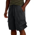thumbnail image 3 of Thousandth Men's Lightweight Fashionable Zipper Multi Pocket Breathable Hiking Cargo Shorts Plus Size Drawstring Running Pants Bandage Elastic Waist Casual Shorts, 3 of 10