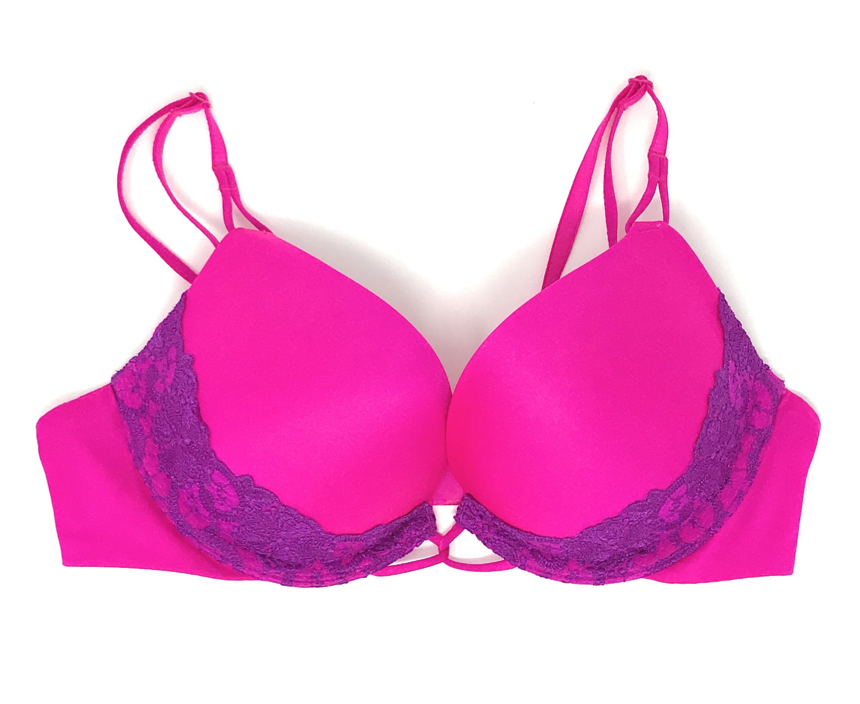 Victoria's Secret Purest Pink Lace Shine Strap Add 2 Cups Push Up Bombshell  Bra