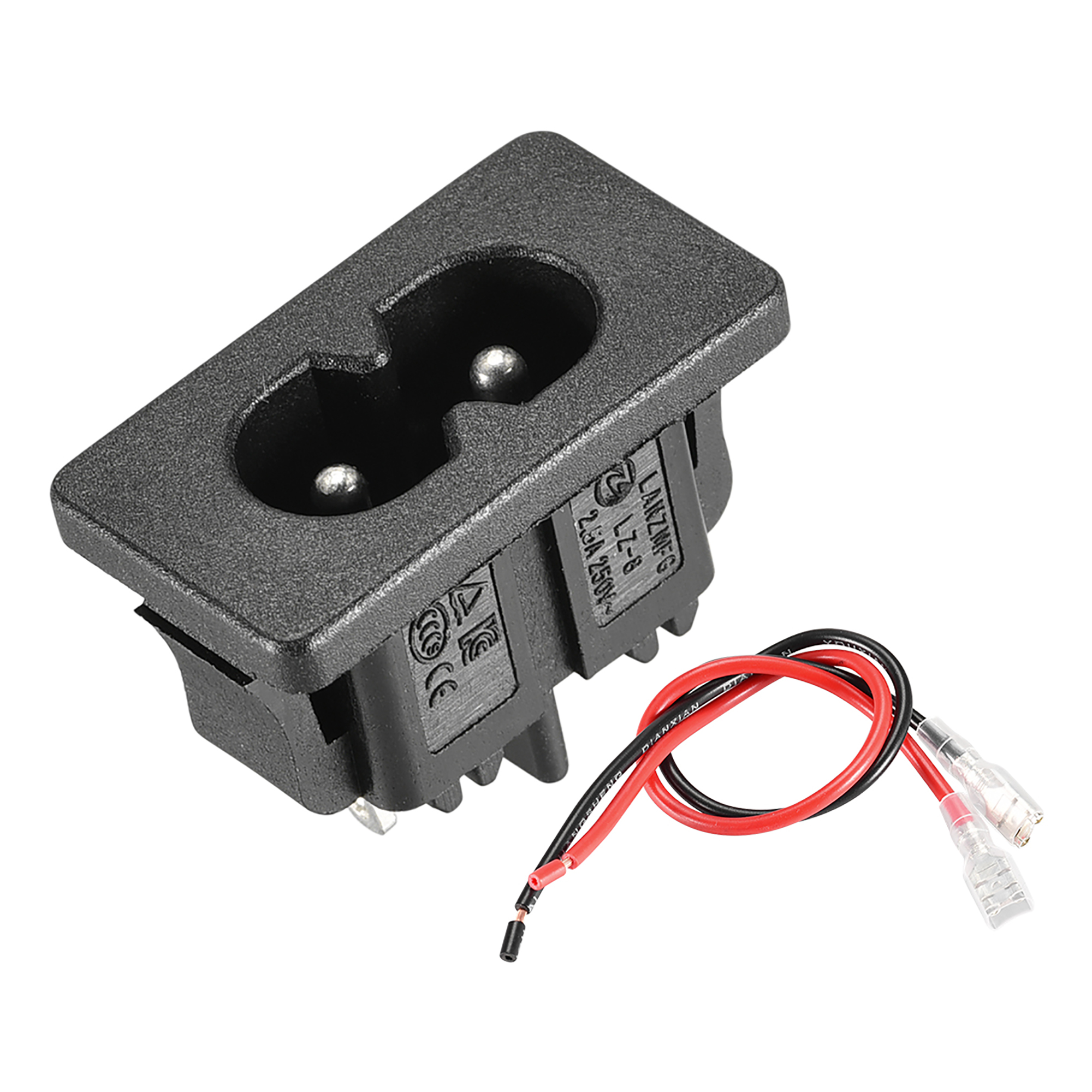 Unique Bargains Panel Mount Plug Adapter, AC 250V 2 Pins Buckle IEC