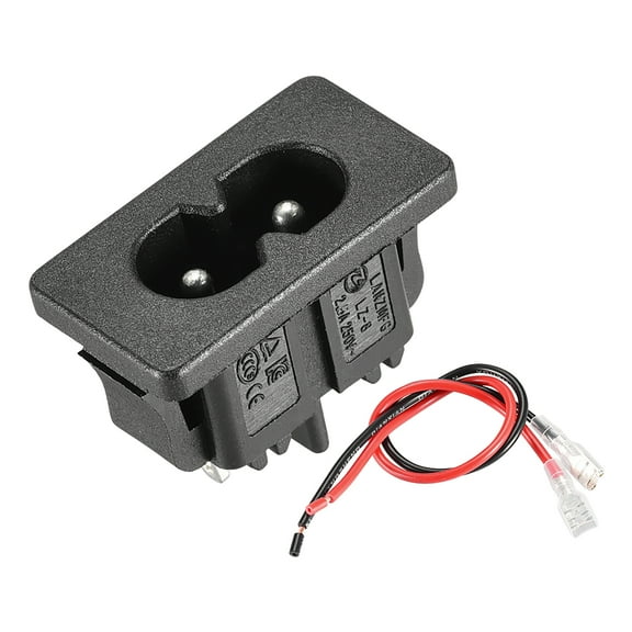 Unique Bargains Panel Mount Plug Adapter, AC 250V 2 Pins Buckle IEC Inlet Module Plug Connector Straight with 2Wire