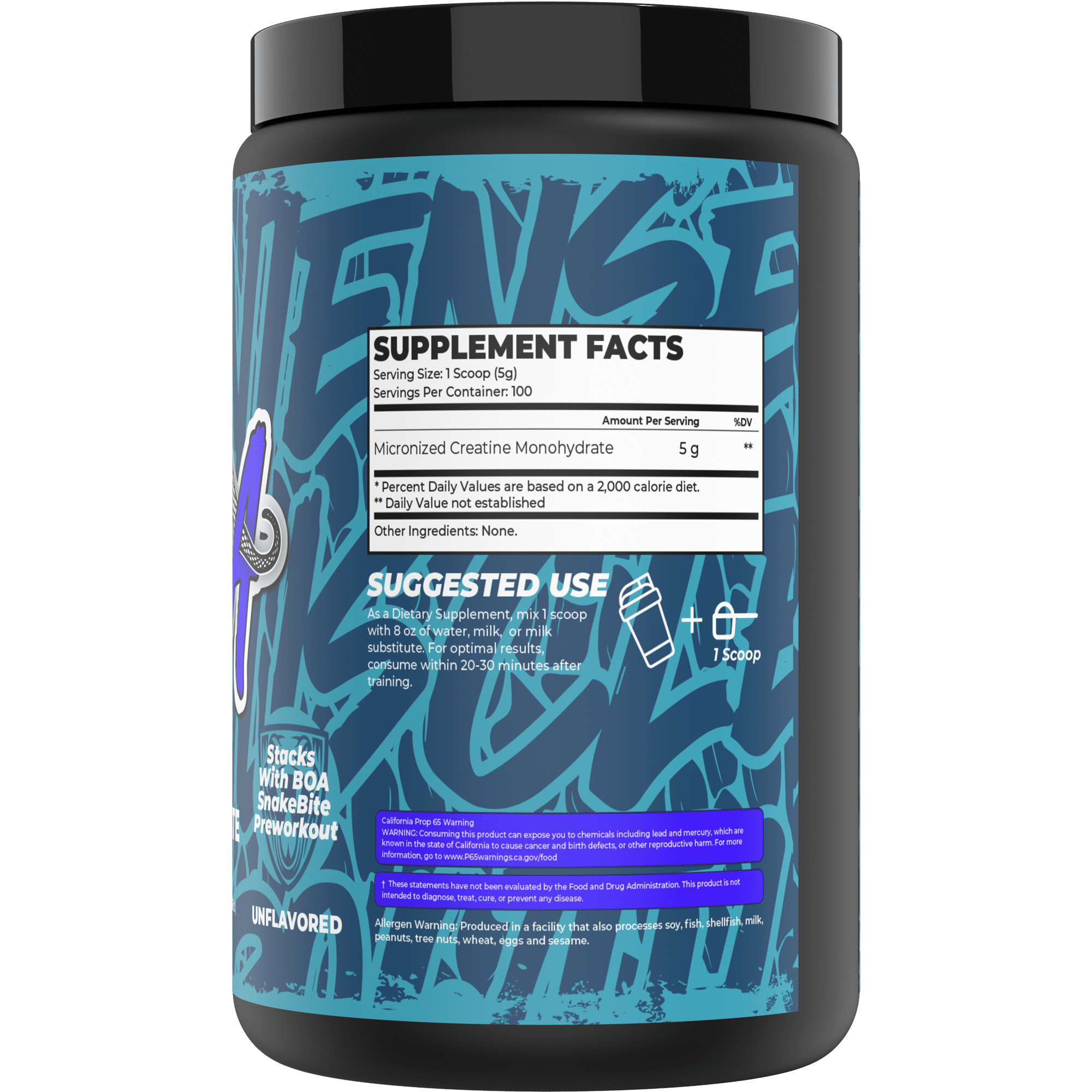BOA Micronized Creatine Monohydrate Powder – Unflavored Creatine Supplement for Energy & Performance Support – 100 Servings