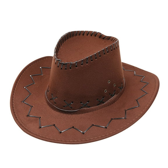 siminsem Under $ 5 Coffee Cowboy Polyester Polyester Hat Adult Casual Solid Suture Summer Western Fashion Cowboy Sun Hat Wide Brim Travel Sun Cap