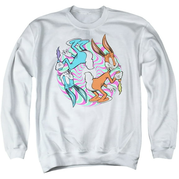 Looney Tunes Wacky Wabbit Adult Crewneck Sweatshirt White