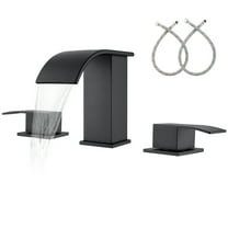 Waterfall Bathroom Faucet - Widespread 8 Inch Bathroom Sink Faucet, 2-Handles 3 Hole, Modern Vanity Faucet with Water Supply Lines, Matte Black Gagalife