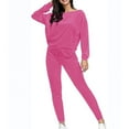 thumbnail image 3 of CILENON Sweat Outfits for Women 2 Pieces Women's Fall/Winter Two Piece Long Sleeved Hoodie And Fleece Sweatpants Suit Sweat Suits Womens Sweatsuits Women Sweat Suits 2 Piece Set(Hot Pink,XL), 3 of 4