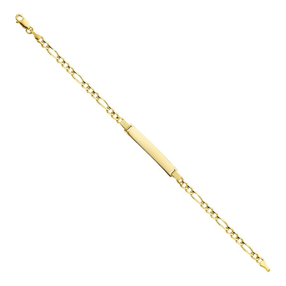 Wellingsale 14k Yellow Gold Polished 4mm ID Figaro Bracelet with Lobster Claw Clasp - 7.5"