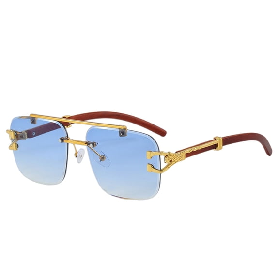 Sunglasses Men UV Protection Rimless Rectangle Frameless Fashion Sunglasses Light blue