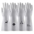 thumbnail image 2 of Guantes de goma de plástico impermeables para mujer con patrón imprimible para lavar platos de cocina y limpieza del hogar con ciervo blanco Lucky Return, talla S-31 cm, 2 of 5