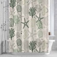 thumbnail image 2 of Vintage Green Starfish Bathroom Shower Curtain, Coral Seahorse Shell Marine Creature Waterproof Washable Soft Bath Curtain for Bathtub Decor with 12 Hooks&Grommet, 36x72 Inch, 2 of 9