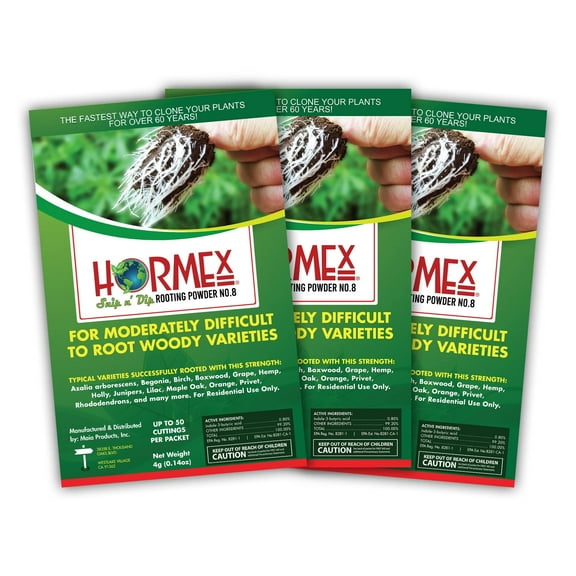 Hormex Rooting Powder #8 - Root Hormone & Stimulator for Moderately Difficult Plant Cuttings,0.8 IBA