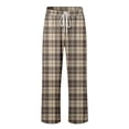 thumbnail image 5 of Men Pajama Pants Plaid Stretch Comfy Lounge Pants Drawstring Waist Sleep Bottoms with Pockets Halloween Christmas Loose Fit Pj Bottoms (5-Khaki, XX-Large), 5 of 6