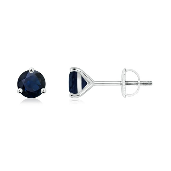 ANGARA Natural Martini-Set Round 1.2 ct Blue Sapphire Stud Earrings in 14K White Gold for Women (Size-5mm) | September Birthstone, Anniversary, Jewelry Gift for Women | Natural Blue Sapphire Earrings