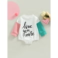 thumbnail image 2 of Bagilaanoe Newborn Baby Girl Valentine's Day Rompers Contrast Color Long Sleeve Bodysuits 3M 6M 12M 18M 24M Infant Casual One Piece Short Jumpsuit, 2 of 7