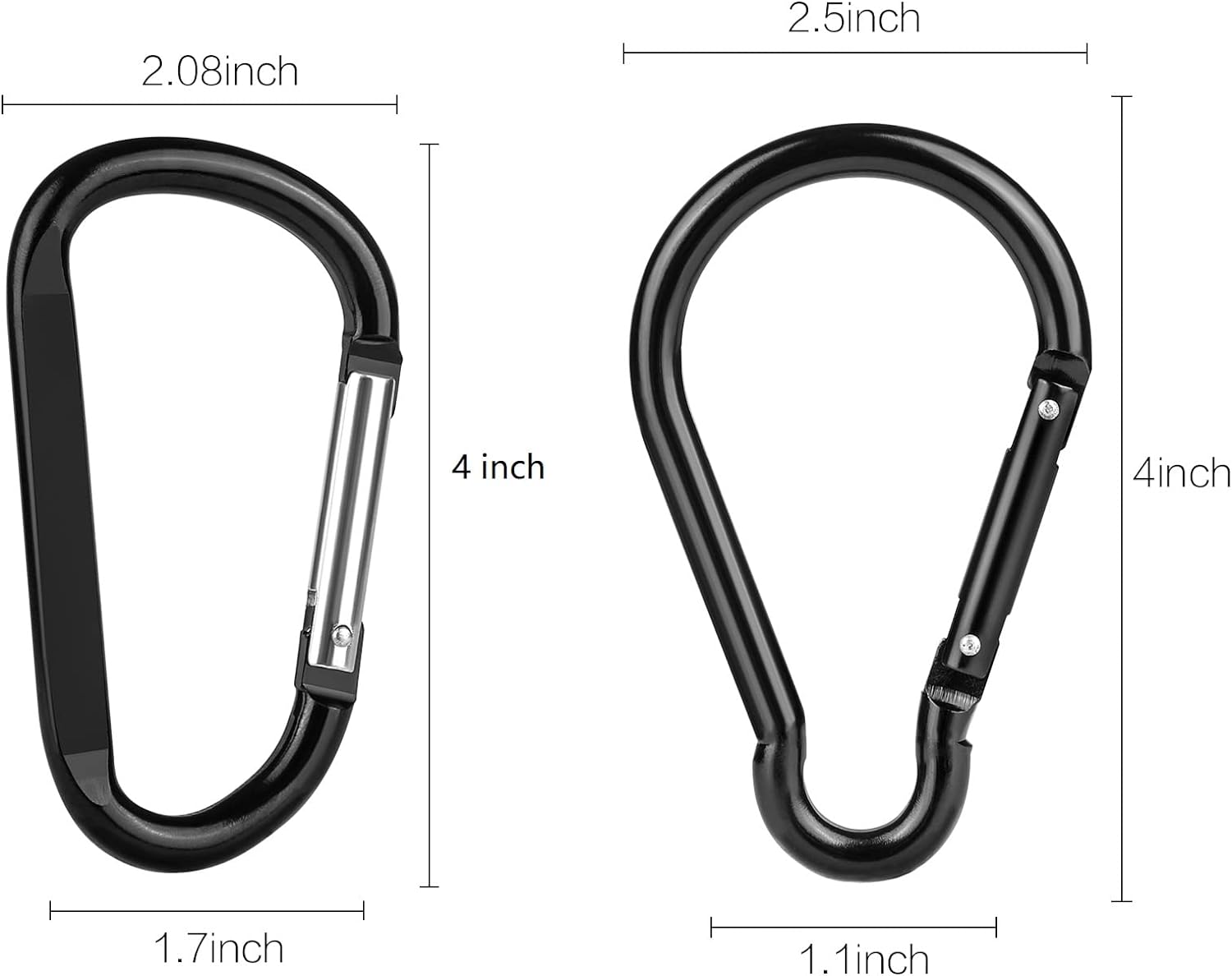 Carabiner Caribeaner Clip,Extra Large 4" Aluminum Carabeaner Keychain Hook,Spring Snap Key Chain Clip