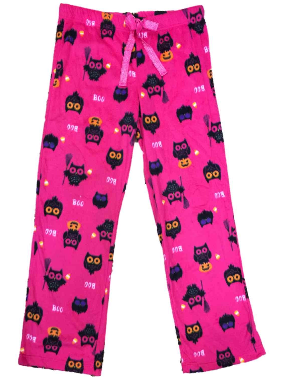 Womens Hot Pink Owl Fleece Sleep Pants 